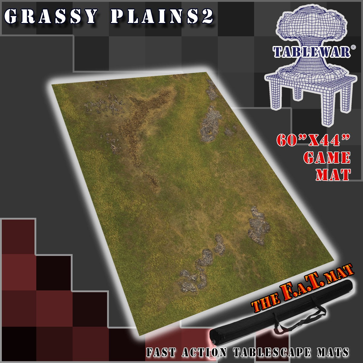60x44" 'Grassy Plains 2 F.A.T. Mat Battle Gaming Mat