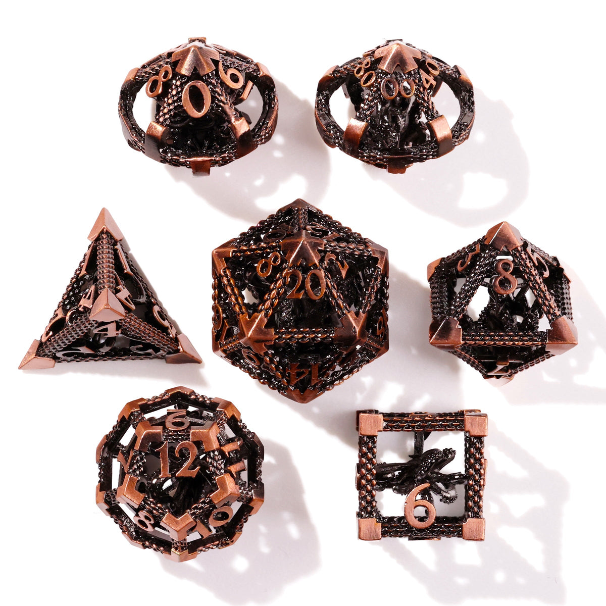 Bronze Kraken Metal RPG Dice Set | 7 Pieces