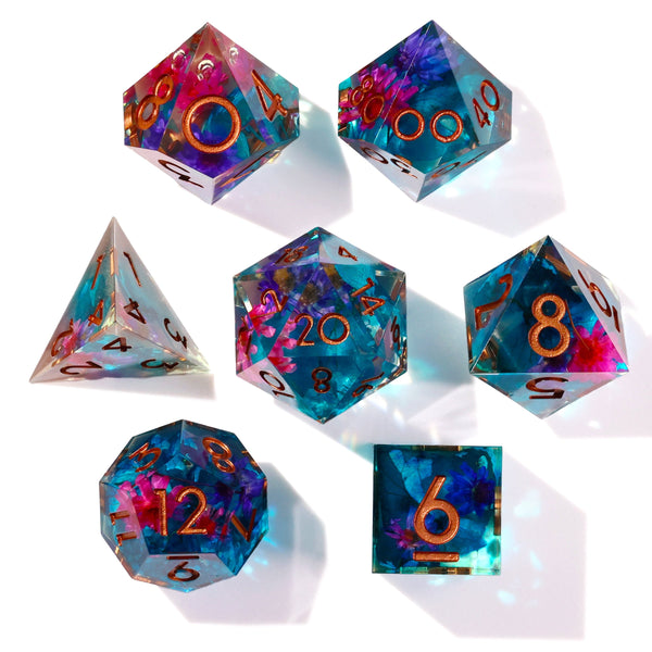 Water Garden Sharp Edge RPG Dice Set - 7 Pieces