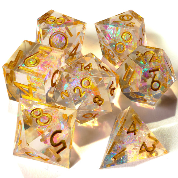 Shiny Like A Diamond! Sharp Edge RPG Dice Set | 7 Pieces