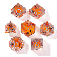 Autumn Cherry Blossom Liquid Core RPG Dice Set - 7 Pieces